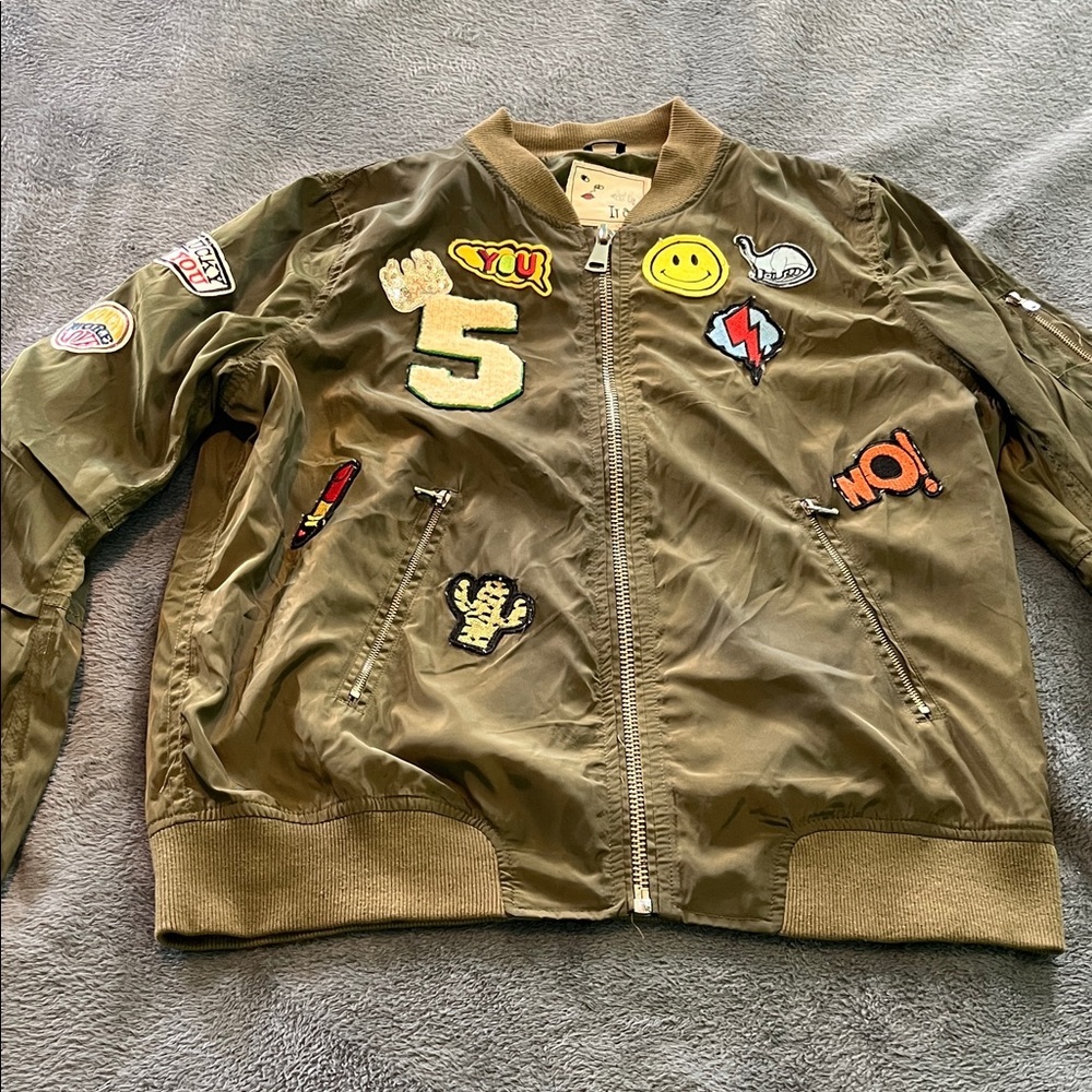 Bomber jacket with fun patches